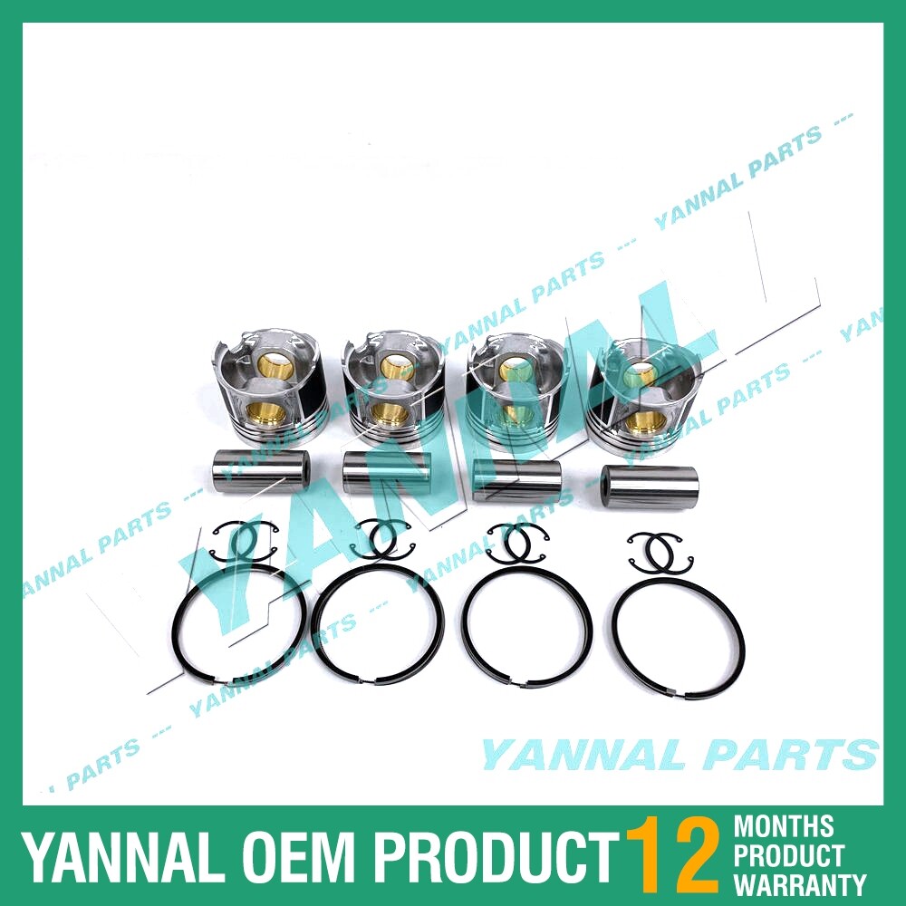 4-piece piston with piston rings + 0.5 mm for Yanmar 4TNE88 engine (oversized)