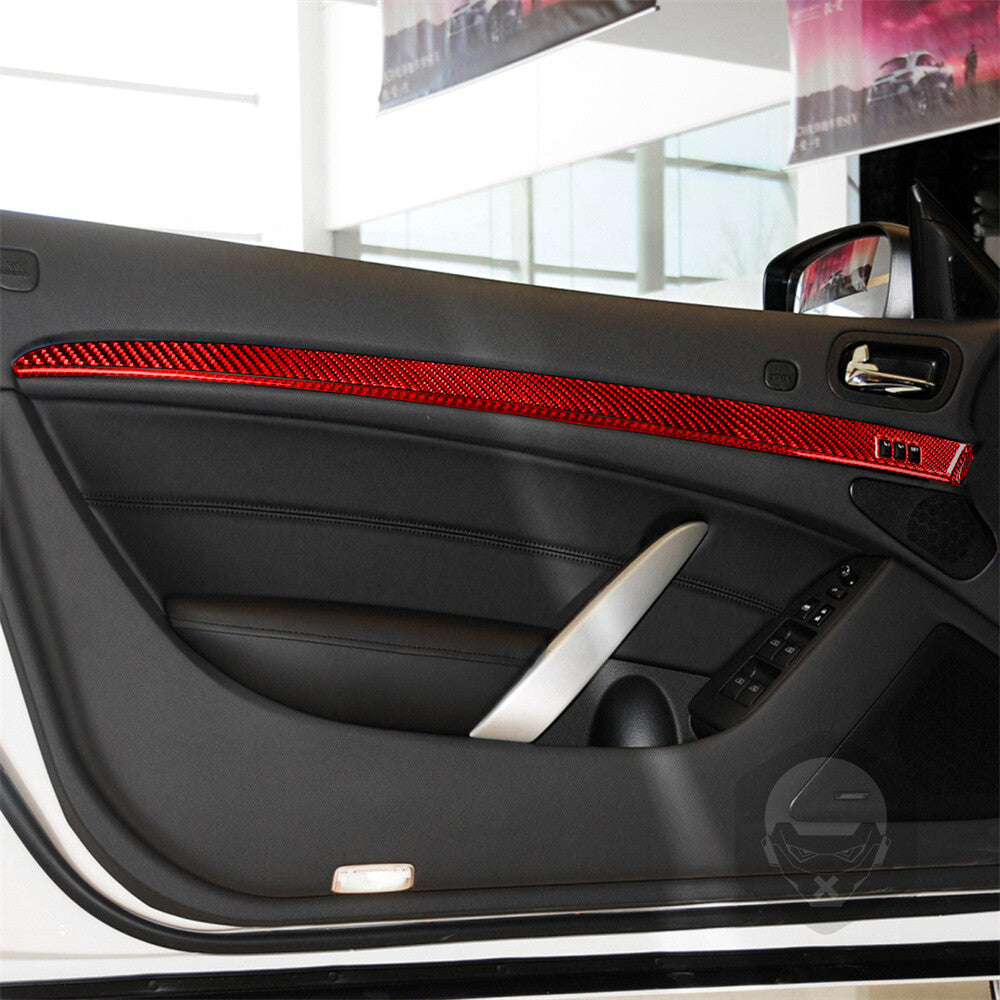 11¡ÁRed Carbon Fiber Interior Door Panel Trim Fit for Infiniti G37 2-Door 2010-13