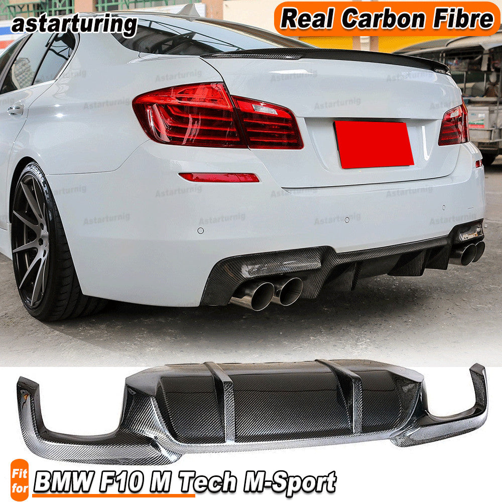 for BMW F10 M Tech M-Sport 2011-2016 Real Carbon Fiber Rear Bumper Diffuser Lip