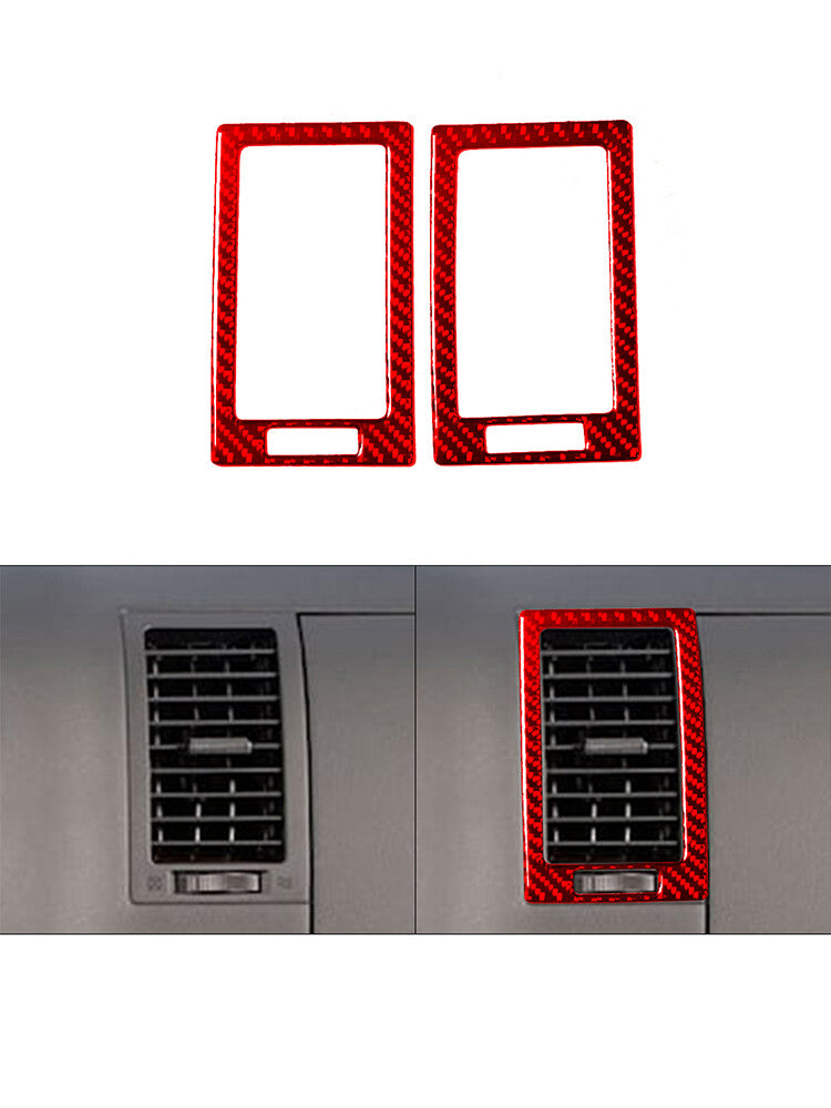 Red 2X A/C Vents Otlet Frame Trim Cover Carbon Fibre for Toyota Tundra 2007-2013