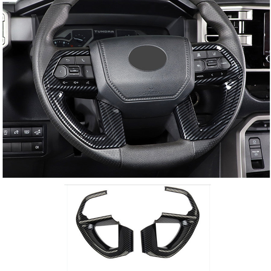 Suitable for Toyota Tundra 2022 2023 Steering Wheel Trim 2 Pieces ABS Carbon Fiber