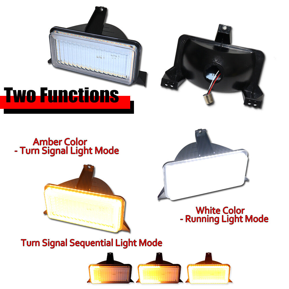 Transparent switch for Chevrolet for GMC pickup trucks, white amber LED DRL turn signals