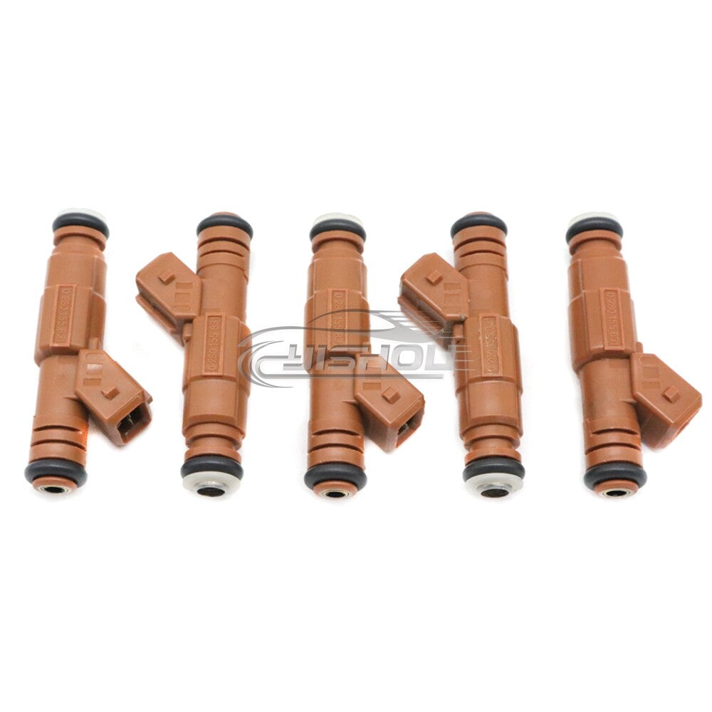 One set (5) of fuel injectors 0280155831 is suitable for Volvo S80, C70, S60, V70, 2.4L, and 2.5L engines.