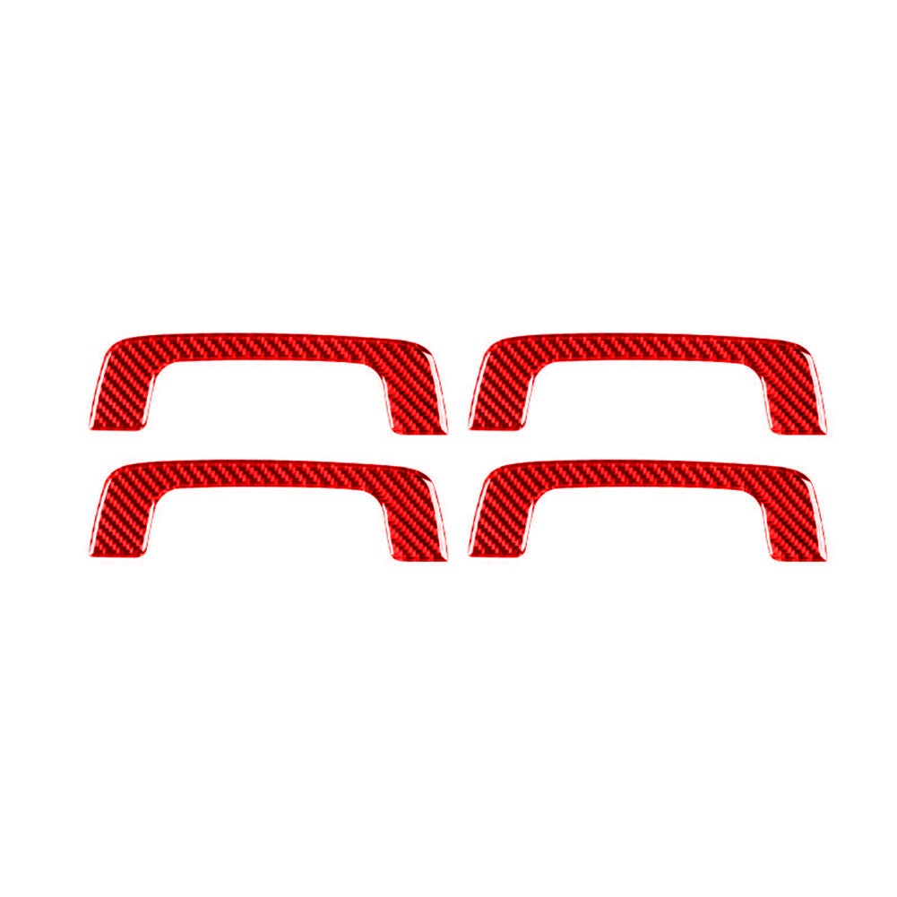 4x red carbon fiber interior handle frame trim for Porsche Taycan 2019-2022