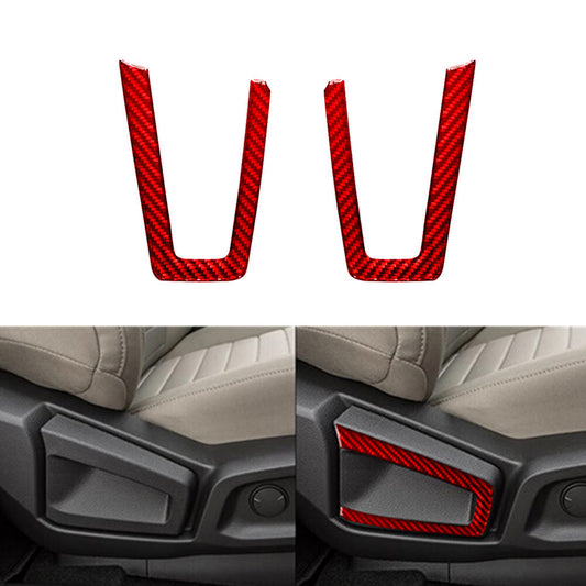 2X Red Carbon Fiber for Seat Handle Outer Frame Cover Trim for Ford Ranger 2019-2022