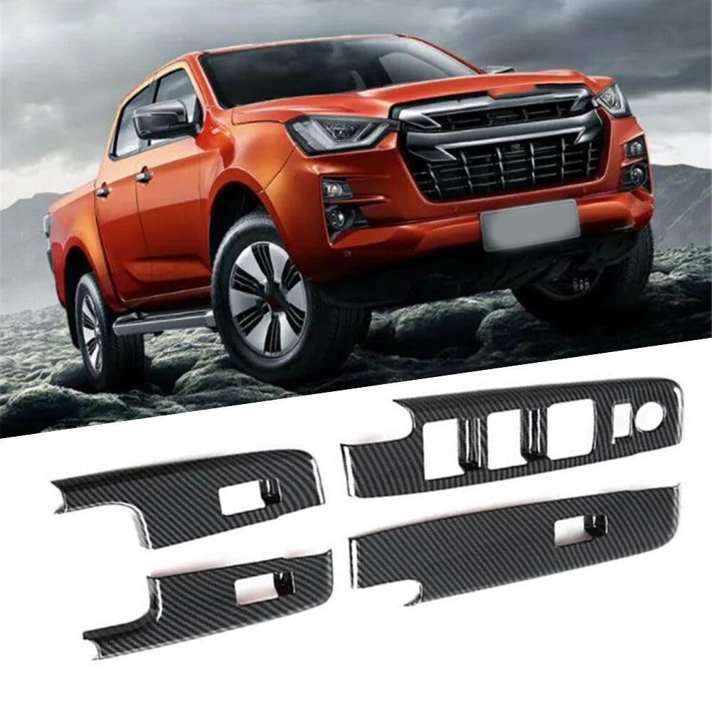 RHD Carbon Fiber Window Lift Switch Panel Trim for Isuzu D-Max Dmax 2023 2024