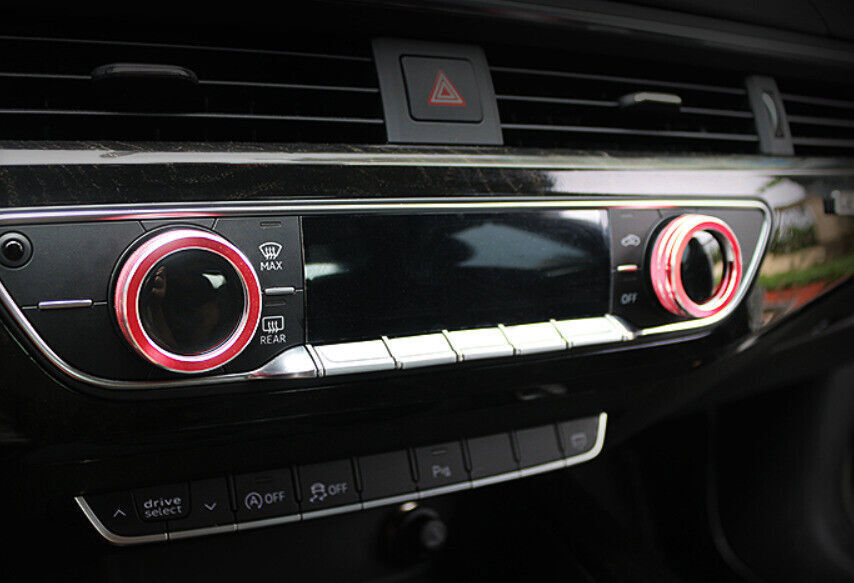 Fit for Audi A4 A5 2017-2024 Red Aluminum Central Console Ac Knob Cover Trim 2P