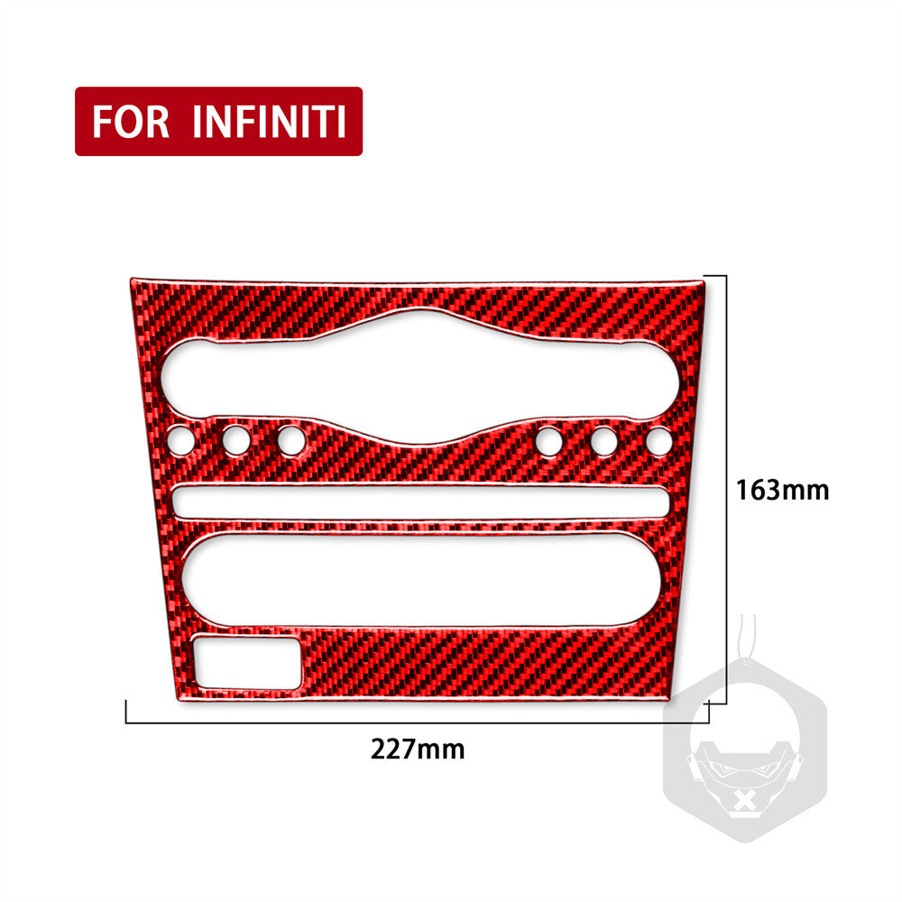 Red Carbon Fiber Console CD AC Swtich Panel Cover for Infiniti G37 Sedan 2007-13