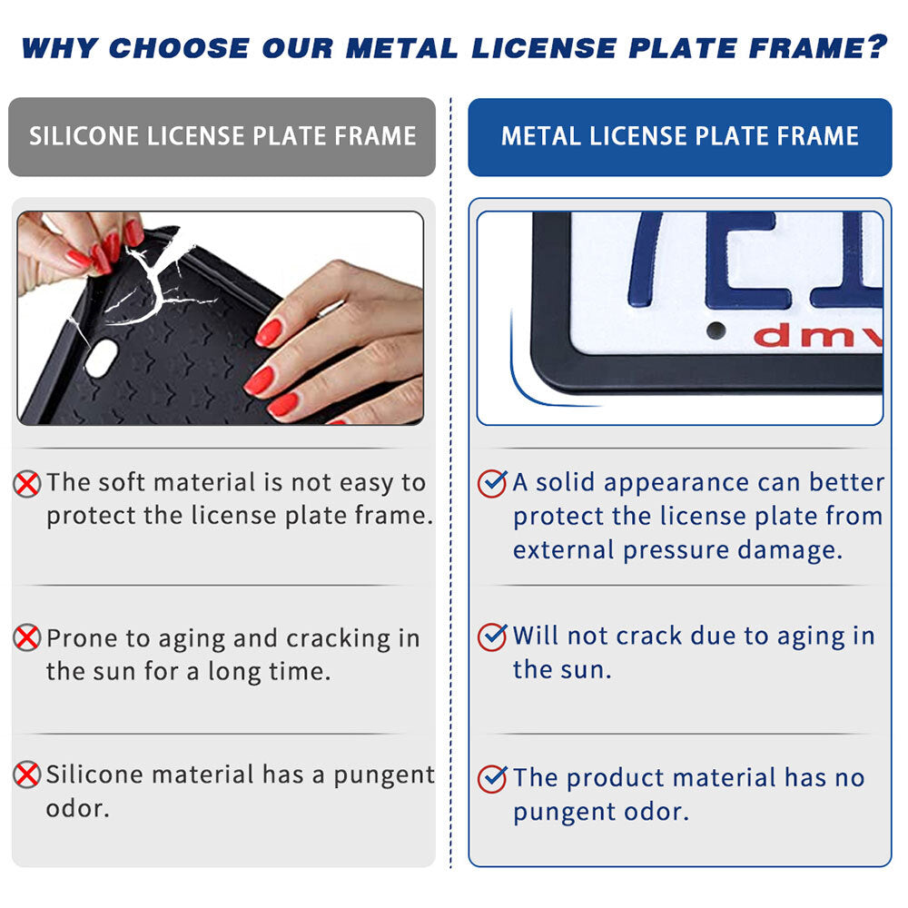 2pcs Metal Red Line Car License Plate Frame Front & Rear Tag Covers for Toyota