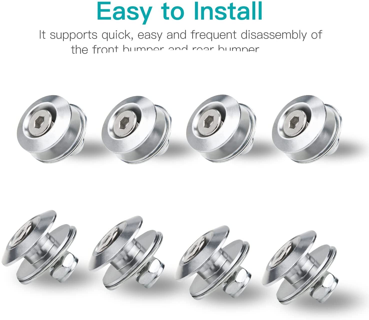 8-piece pack of quick-release front and rear bumper fasteners for car trunk mudguard hatches