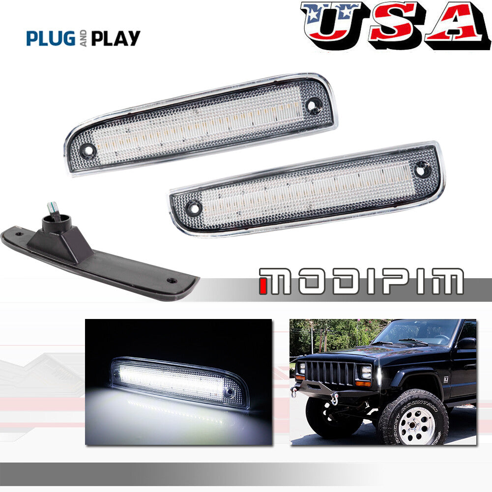 Transparent lens side marker corner LED white parking light for 1997-01 for Jeep Cherokee