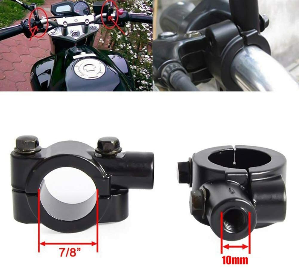 Universal Motorcycle 7/8 Handlebar 10mm Mirror Mount Bracket Clamp Adapter New