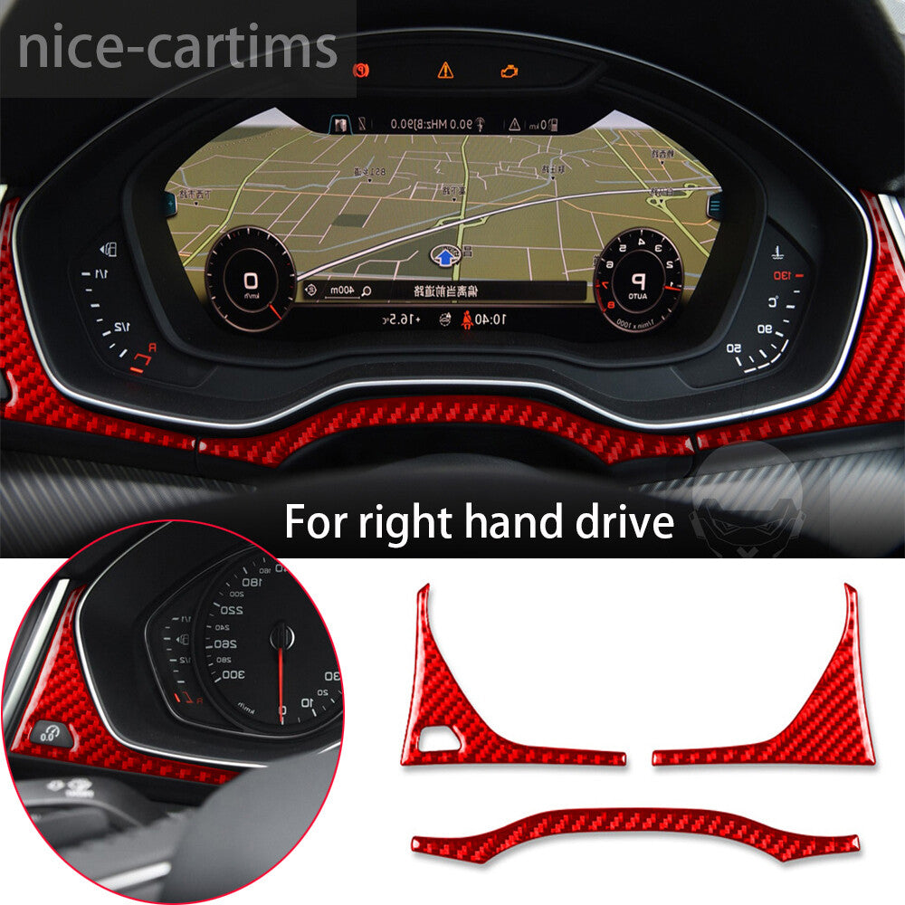 Fit for Audi Q5 Q5L 2018-23 RHD Dashboard Panel Instrument Trim Red Carbon Fiber