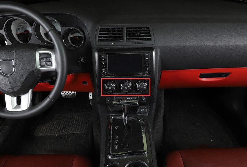 for Dodge for Challenger 2009-2014 Black Aluminum Middle Console AC Knob Cover Trim