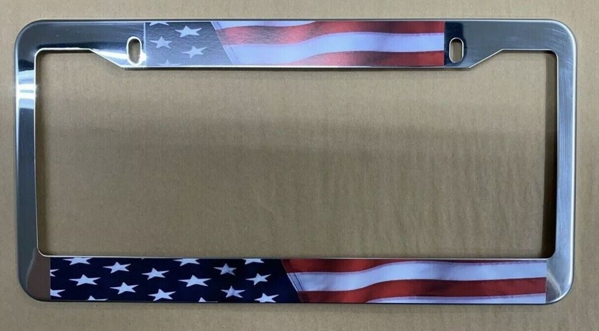 Car license plate frame cover, rear trunk American flag chrome plating, suitable for Genesis 1x