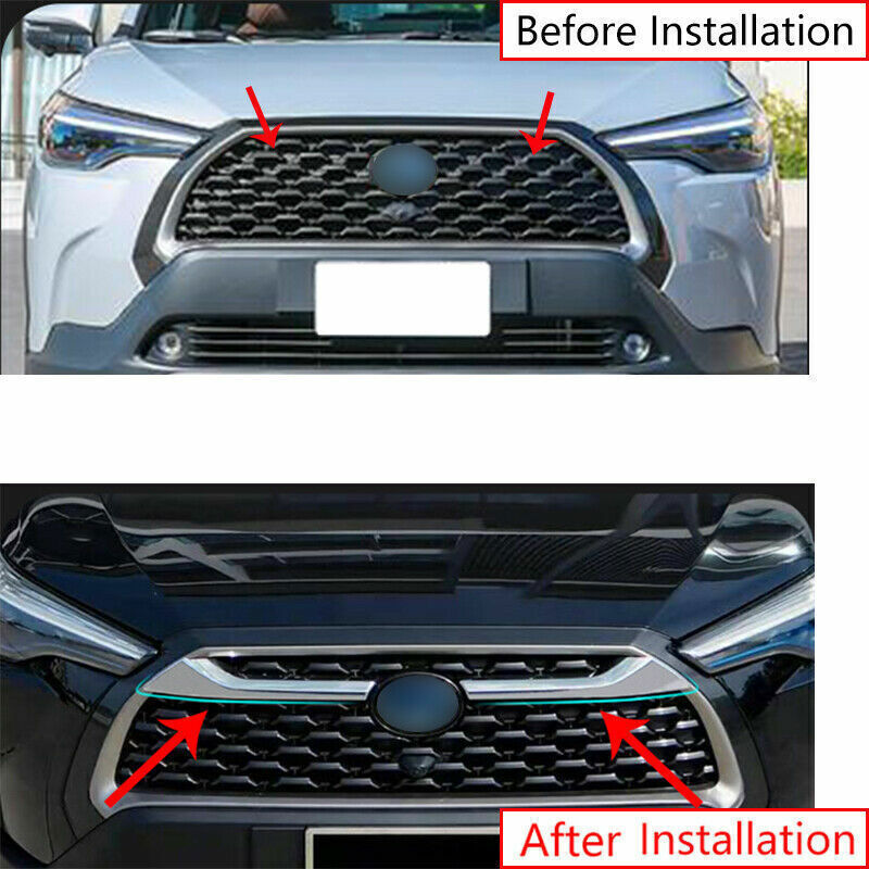 Chrome Front Center Mesh Grille Grill Strips Trim for Toyota for Corolla Cross 22-23