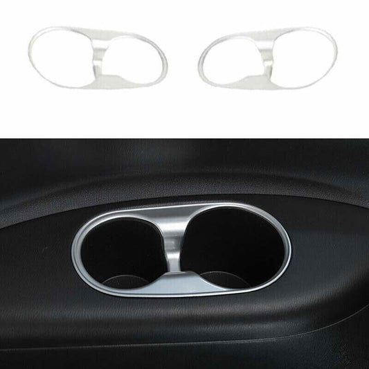 2P Console Drinking Glass Panel Trim for Nissan Armada Patrol 17-20 Matte Silver