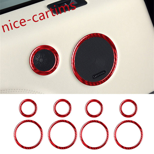 8¡ÁRed Carbon Fiber Inner Door Speaker Ring Trim For LR for Range Rover Sport 2014-17