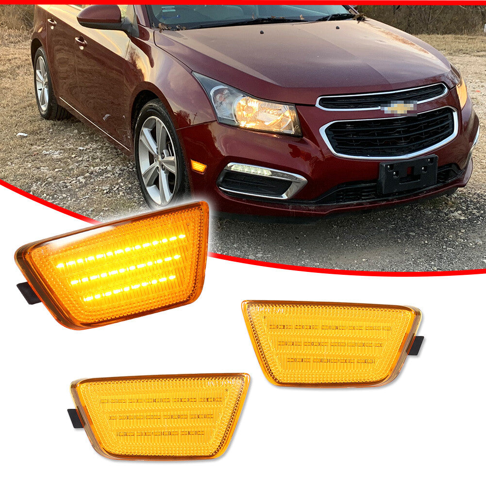 Two yellow amber side marker lights on the front bumper are suitable for 2011-2015 for Chevrolet for Cruze .
