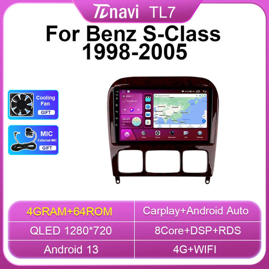 Android CarPlay Screen for Mercedes for Benz S Class 1998-2005 Car Radio GPS Player