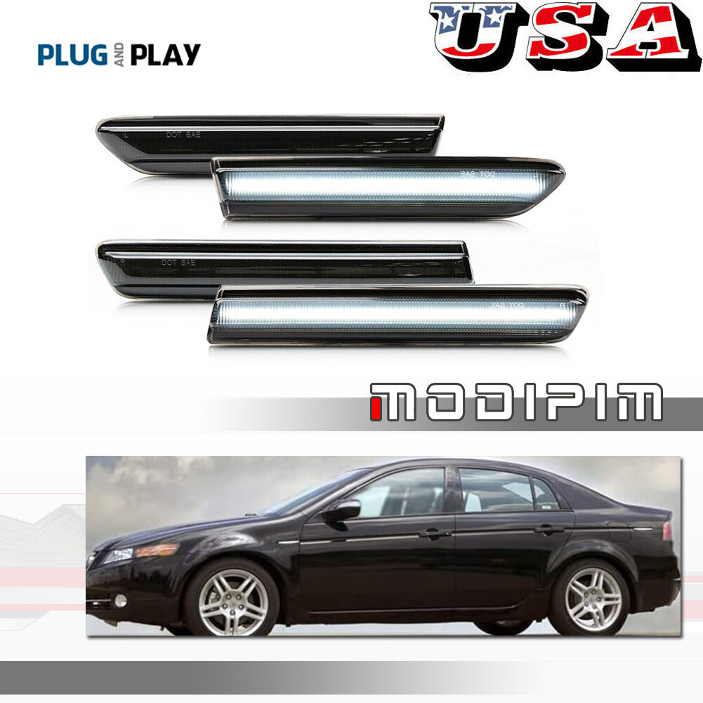 4-pack of white LED front and rear bumper side marker indicators for 04-08 for Acura TL