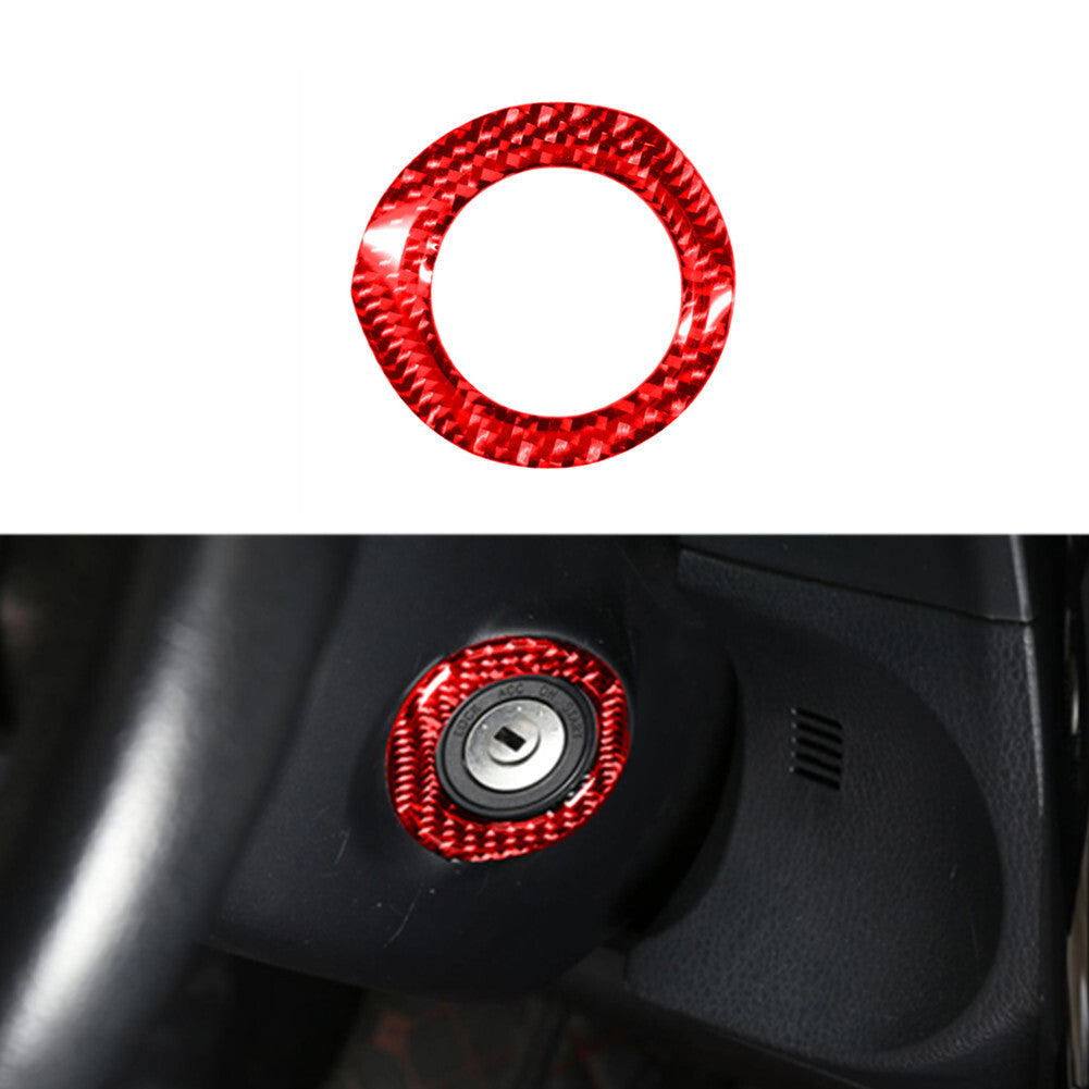 Red Carbon Fiber Interior Ignition Circle Cover Trim for Toyota for Corolla 2014-18