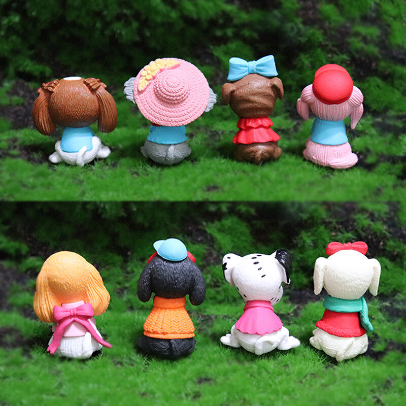 8Pcs Different Shapes for Mini Puppy Dog Cute Car Decoration Simulation Home Display