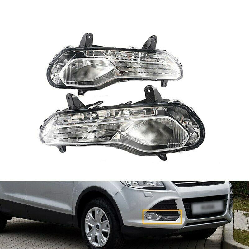 Pair for Ford Escape Kuga 2013-2016 front DRL Driving Lights Fog Lights Halogen