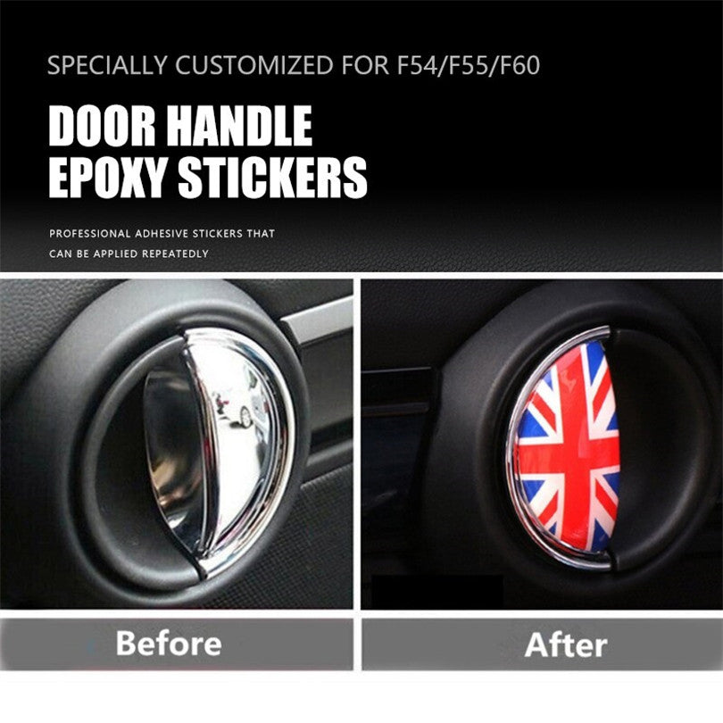 4pcs for MINI Cooper S Clubman F54 F55 F60 Union Jack 3D Door Handle Sticker