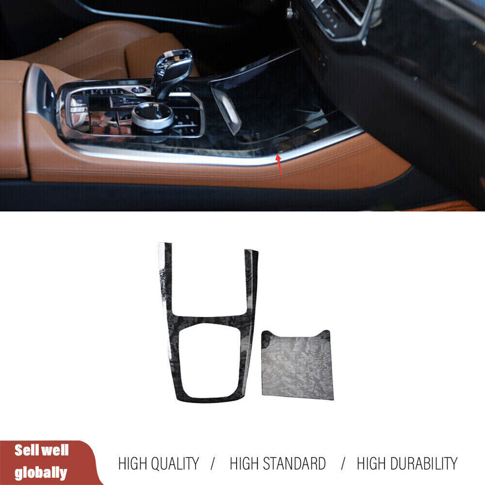 for BMW X5 G05 2019-23 Black Wood Grain Central Console Gear Shift Cover Trim 2P