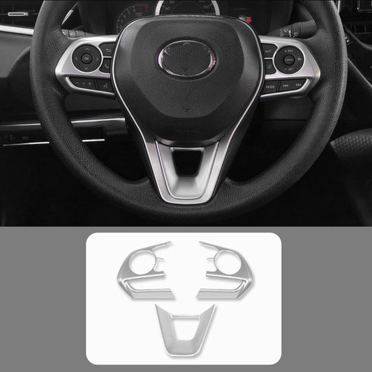 3for Toyota for Corolla 2019-2023 Matte Silver ABS Steering Wheel Button Cover Trim