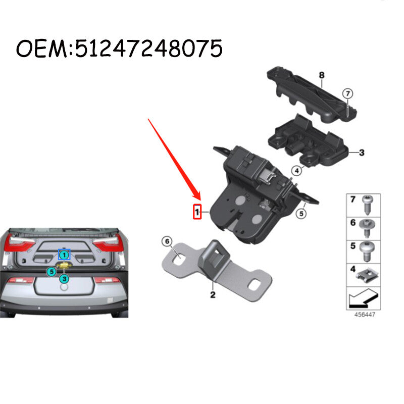 51247248075 Tailgate boot replacement trunk lid lock actuator for BMW F20 F21 i3