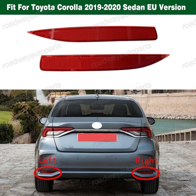Pair Rear Bumper Red Reflector Light Lams for Toyota for Corolla 2019-20 Sedan EU
