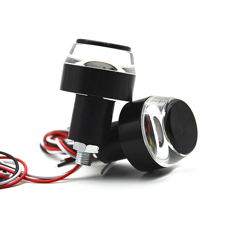 2Pcs Motorcycle Handlebar Turn Signal Grip Bar End LED Strobe Side Marker Light