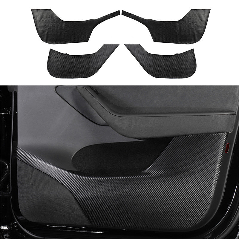 Carbon Fiber PU Inner Door Anti-Kick Panel Cover trim for Tesla for Model Y 2020-23