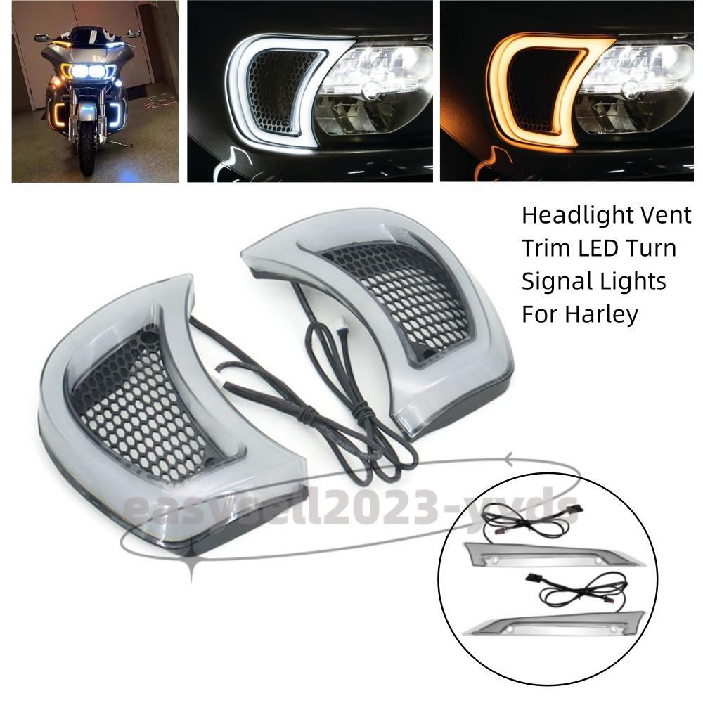 Headlight Vent Trim LED Turn Signal Lights for Harley FLTRX Road Glide 2015-2023