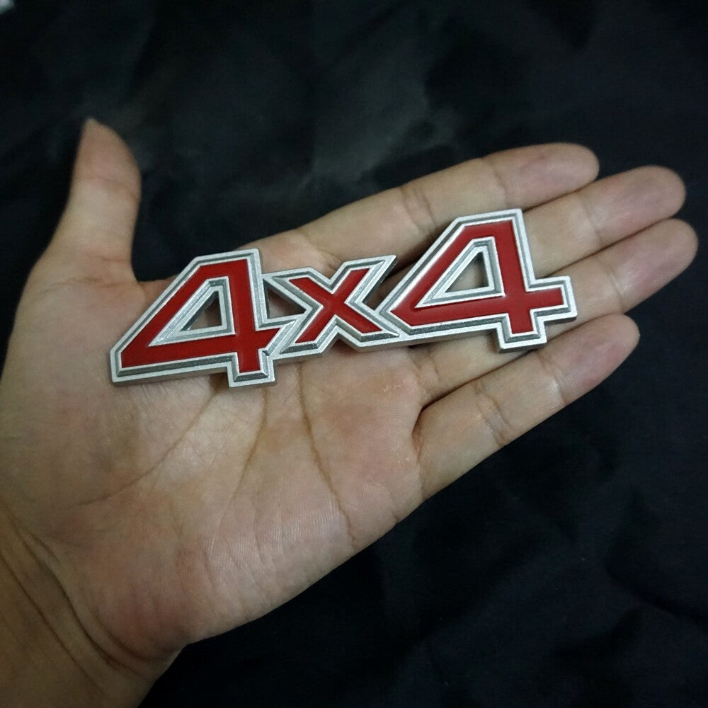 2x Silver Matte Red 4x4 Metal Decal Sticker Badge Emblem Motors SUV Edition Door