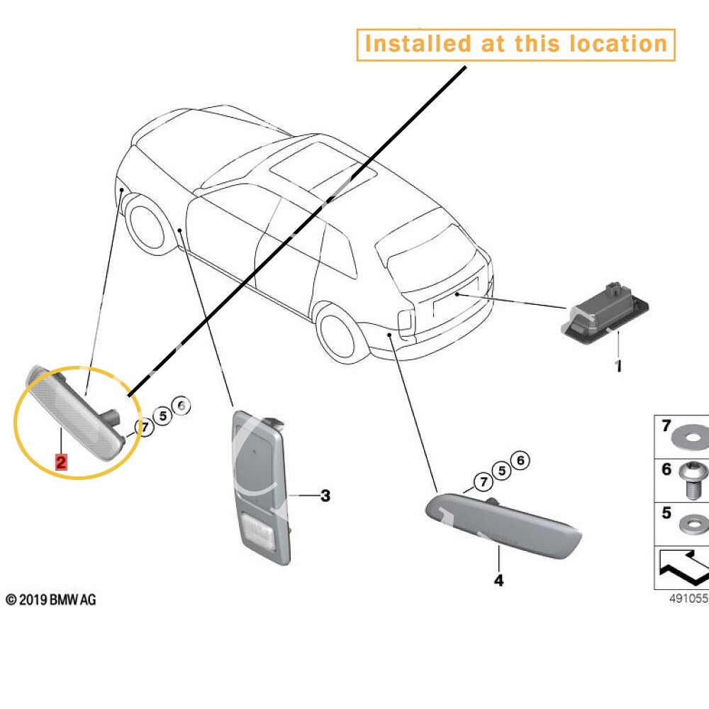 Equipment Manufacturer ( ) for Rolls-Royce Cullinan LH Indicator Light Kit: 63147953988 63147953987