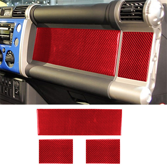 3¡ÁRed Carbon Fiber for Co -pilot Dashboard Panel Trim For Toyot@ FJ Cruiser 2007-2021