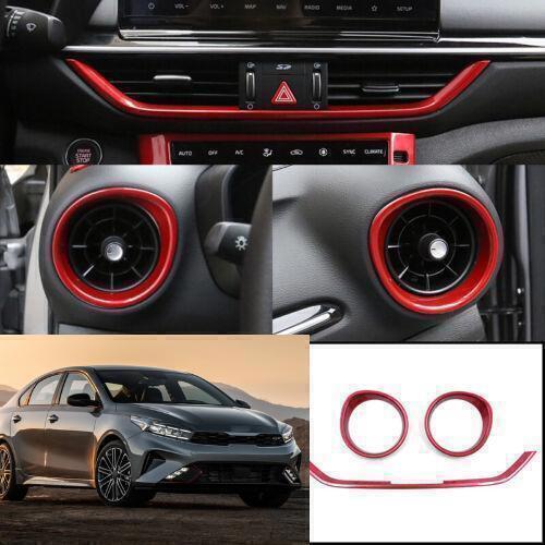 for Kia K3 Forte 2019-2021 Gloss Red Center Console LR Air Outlet Vent Trim 3P
