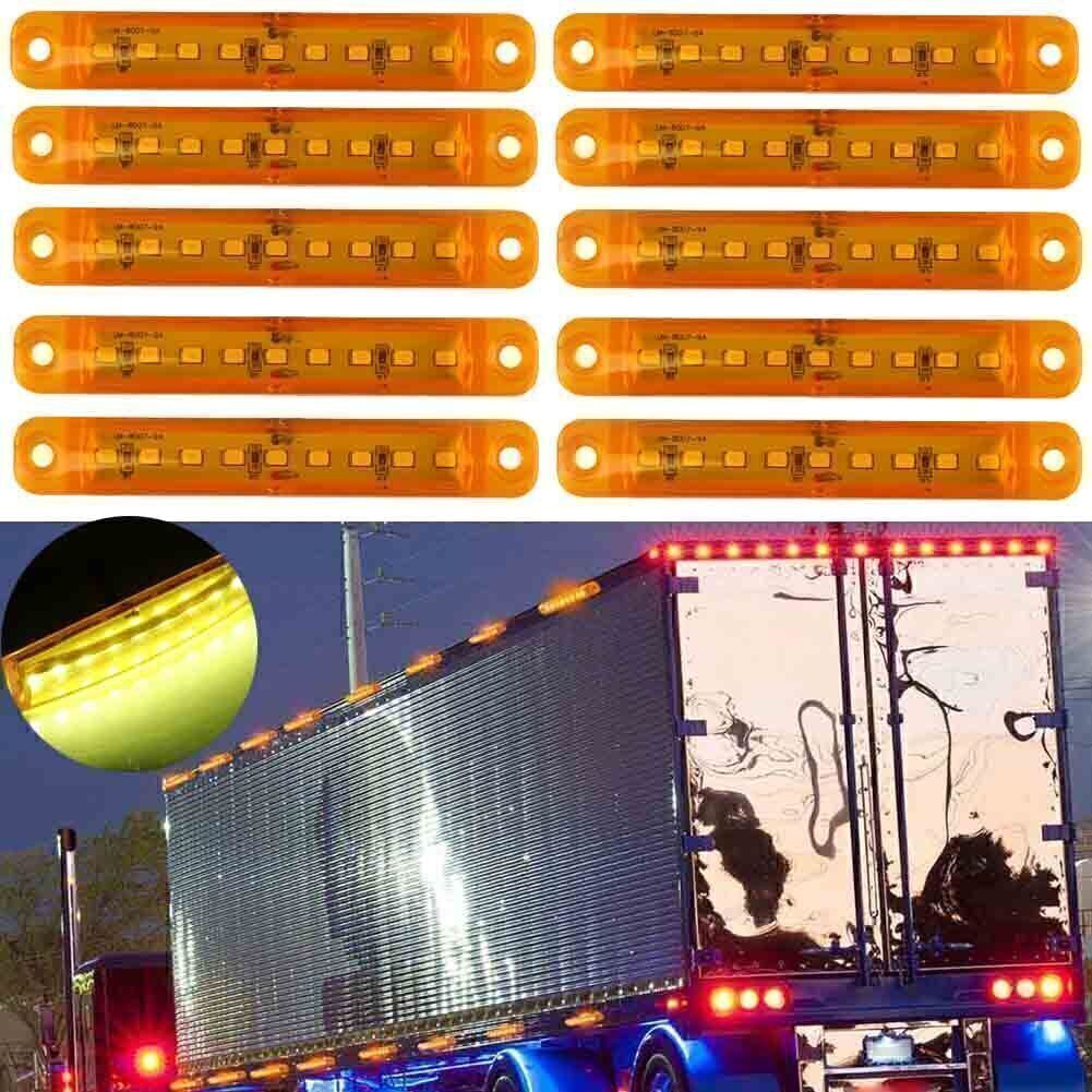10x Yellow Amber 9LED Sealed Side Marker Clearance Light 12V Truck Trailer Lorry