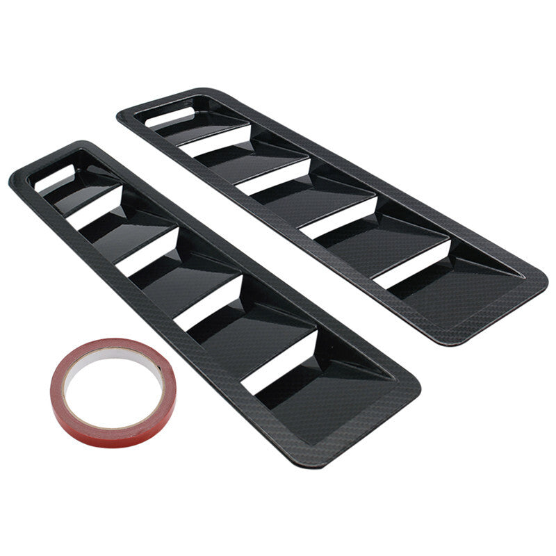 2PCS Car Engine Hood Air Intake Panel ABS Hood Vent Bonnet Louver Black Carbon