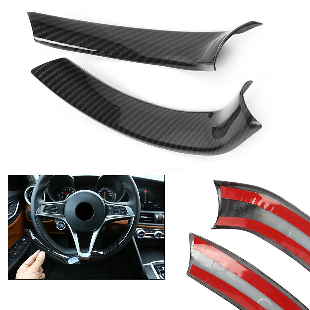 Interior Steering Wheel Cover Trim for Alfa Romeo Giulia 2017-2020 Carbon Fiber