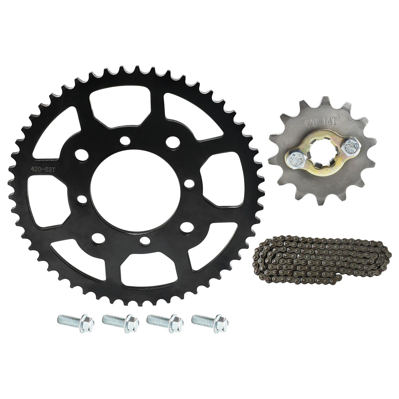 420 53T Rear Front Sprocket + Chain for Pit Dirt Bike 125cc 140cc 150cc 200cc