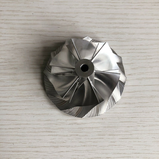 GT3037 Reverse 6+6 Blade 57.04/76.13 mm Bore: 5.99 mm Billet Compressor Wheel