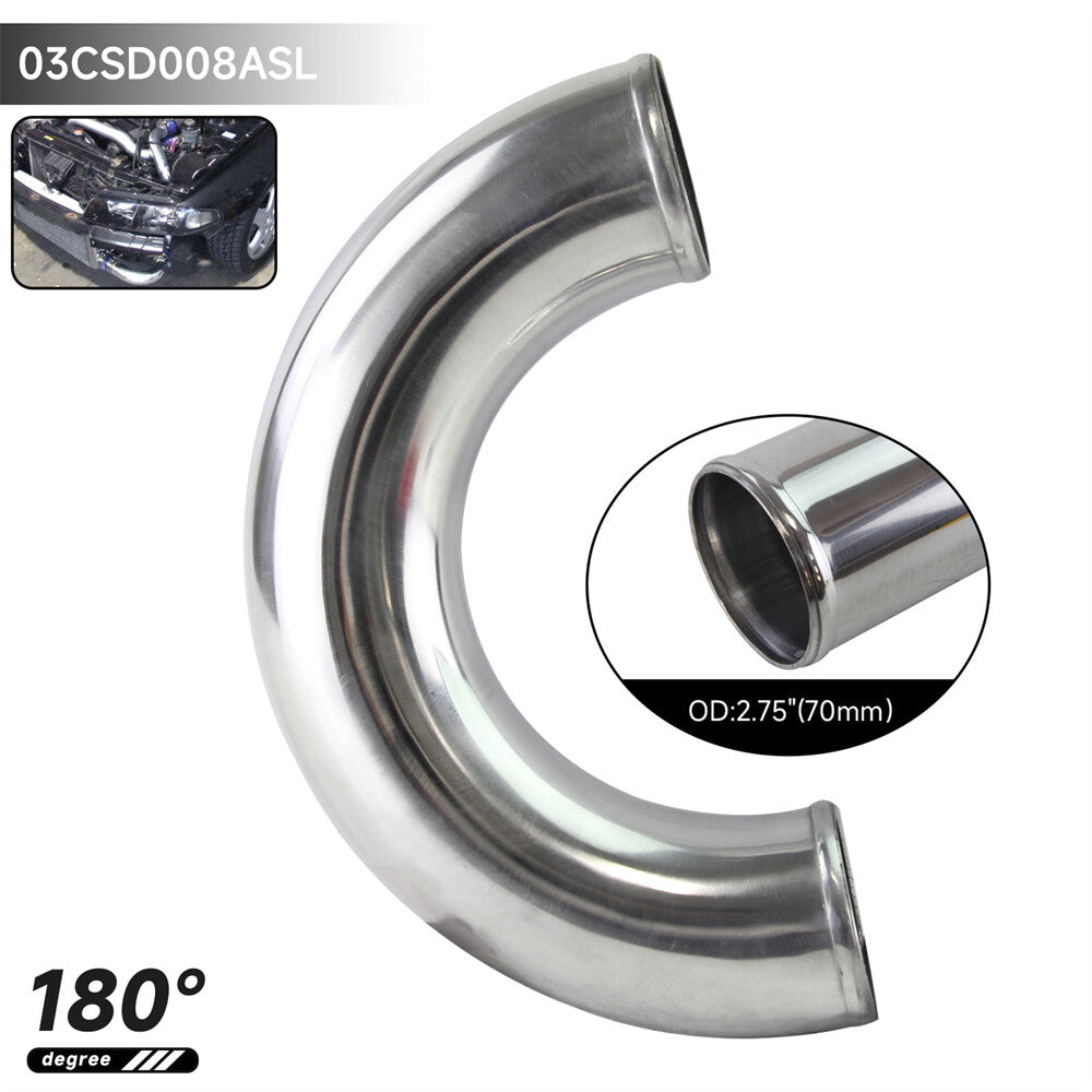 70mm 2.75 Aluminum Intercooler Intake Pipe Piping Tube hose 180 Degree Silver