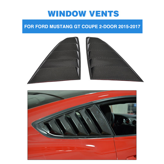 Carbon Fiber Side Window Quarter Scoop Louver Vent Cover for Ford for Mustang 15-17