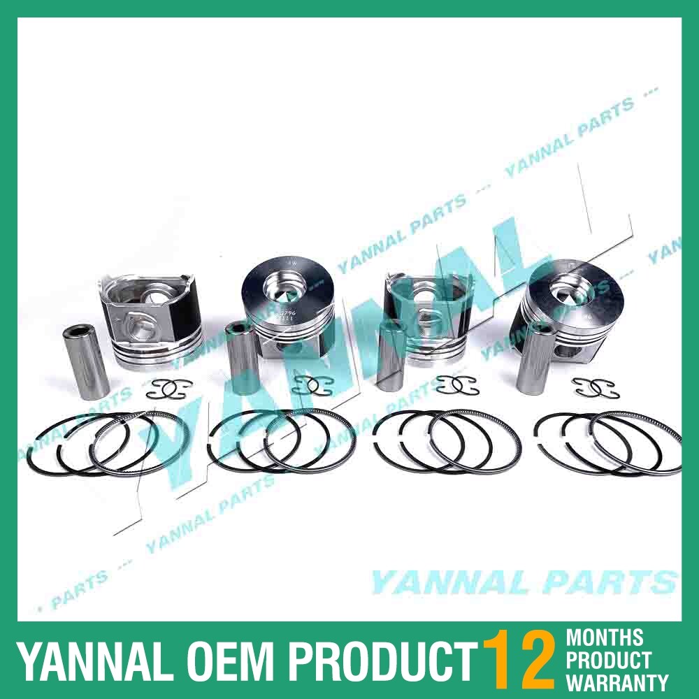 4-piece piston with piston rings + 0.5 mm for Kubota V2203DI engine (oversized)