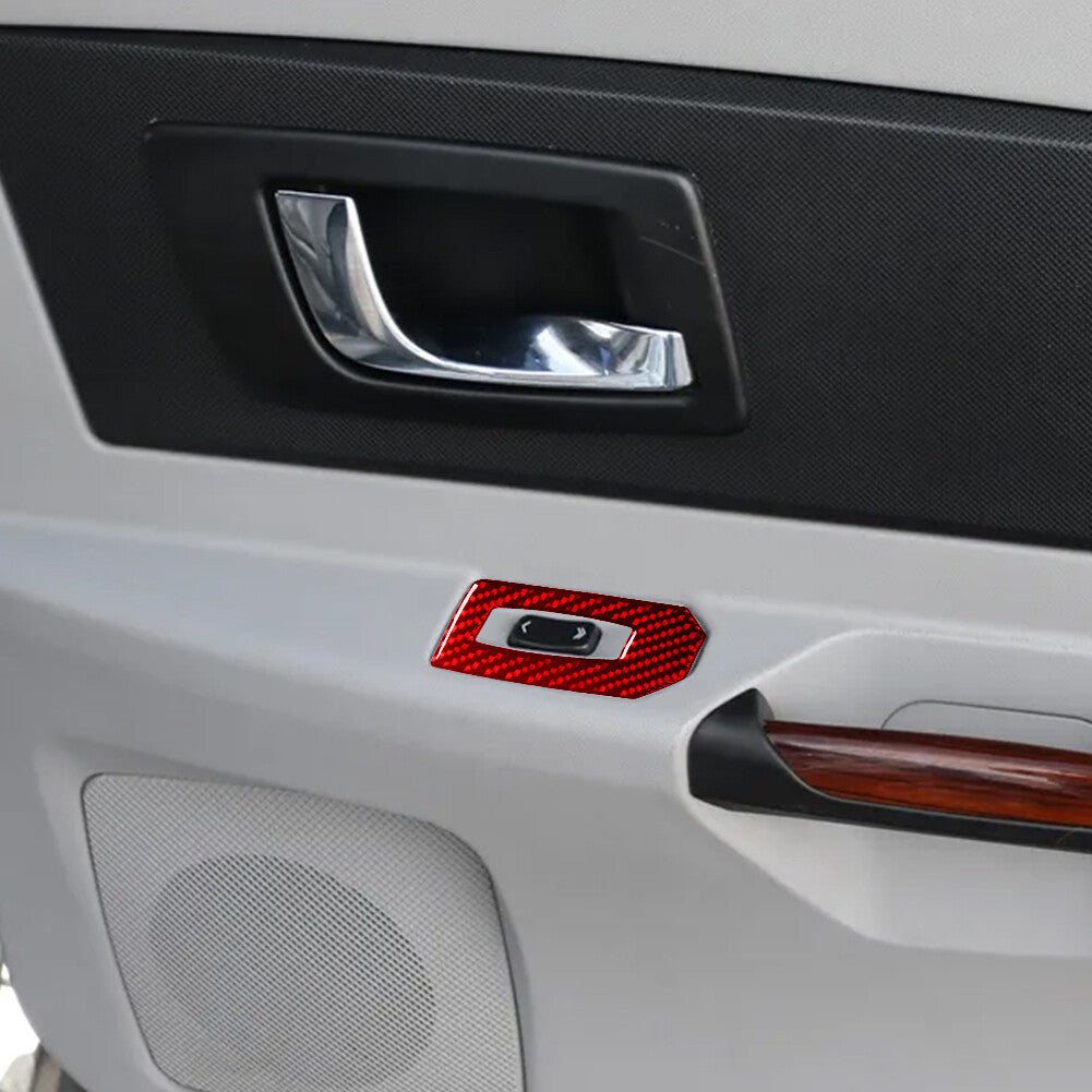 Red Carbon Fiber Rear door windows lift Sticker Decals for Cadillac CTS 2003-07