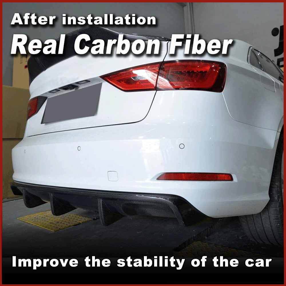 Fit for Audi A3 Standard Bumper 2014-2016 REAL Carbon Rear Diffuser Spoiler Lip